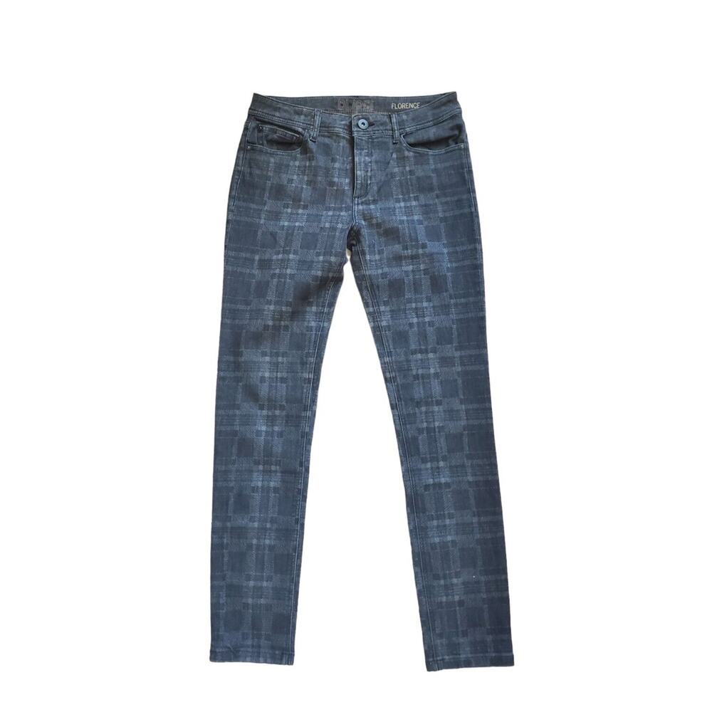 DL1961 Florence Instasculpt Skinny Jeans Dahlia Black Gray Plaid Denim, Size 29